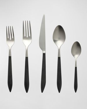 Ares Argento & Black 5-Piece Flatware Place Setting