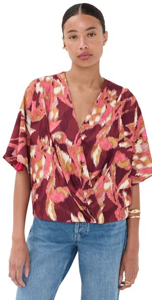 Figue Mirabel Top Ikat Foliage Bordeaux Red M