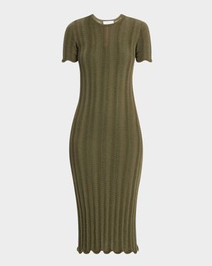 Leighton Short-Sleeve Knit Midi Dress