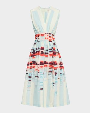 Jocelyn Sleeveless Cotton-Stretch A-Line Midi Dress