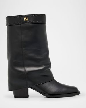 55mm Minerva Leather Trompe L'oeil Pant Booties