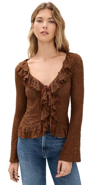 Bailey Rose Brown Long Sleeve Blouse Brown L
