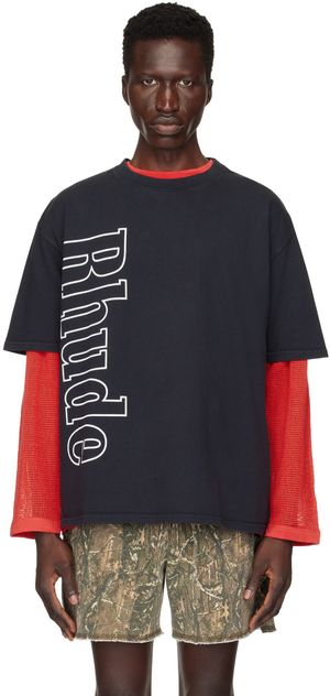 Rhude SSENSE Exclusive Black Side Logo T-Shirt