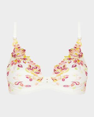 Folie D'Ete Floral-Embroidered Tulle Triangle Bra