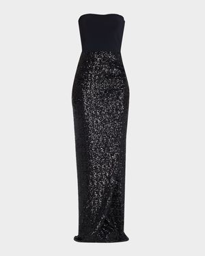 Baloc Strapless Sequin Column Gown