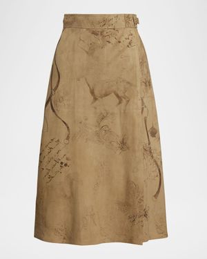 Jackeline Stirrup Sketch Suede Skirt