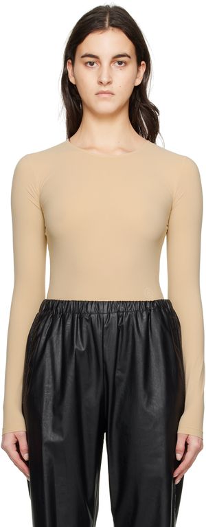 MM6 Maison Margiela Beige Crewneck Bodysuit