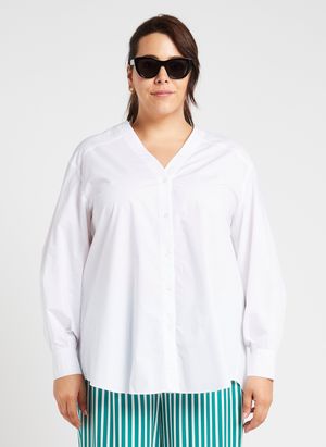 Persona By Marina Rinaldi - Chemise ample Col V en coton - Taille 25 - Blanc