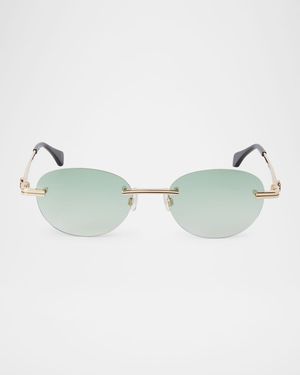 Crystal Oval Metal Sunglasses