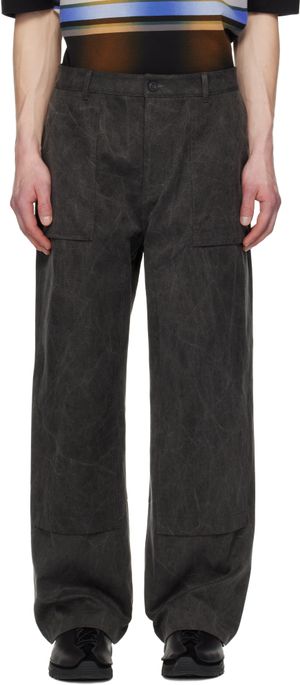 Juun.J Gray Washed Cotton Work Trousers