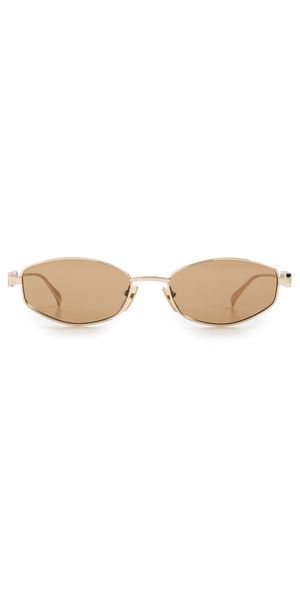 Gucci Oval Frame Sunglasses Gold-Gold-Brown One Size