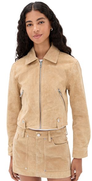 BLANKNYC Cinnamon Crunch Suede Jacket Camel Suede L