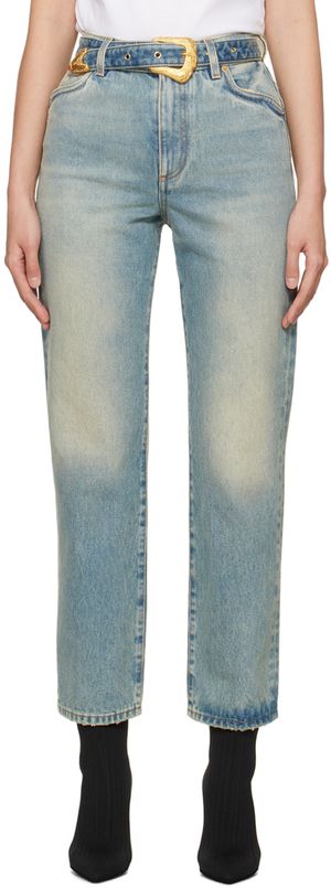 Balmain Blue Classic Belted Jeans