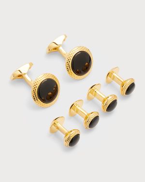 Men's Bullseye Onyx Cufflinks Stud Set