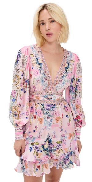 Camilla Button Front Frill Dress Palatial Pastels XS