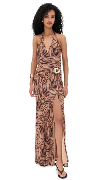 Runaway the Label Mabella Halter Maxi Dress Mendez Brown XS