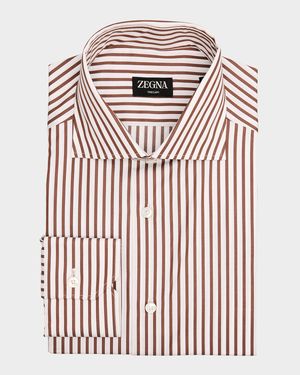 Men's Trecapi Cotton Bengal Stripe Dress Shirt