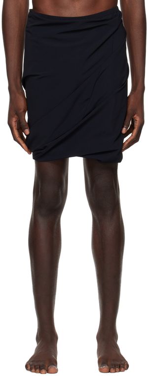 Rick Owens Black Draped Swim Shorts