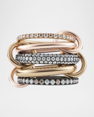 Leo 18k 2-Tone 5-Link Ring w/ Diamonds