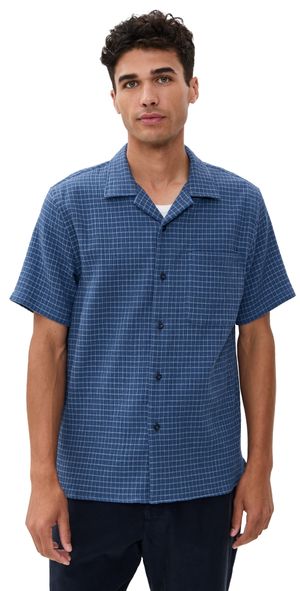 Vince Provence Plaid Collar Shirt High Tide/California Rain M