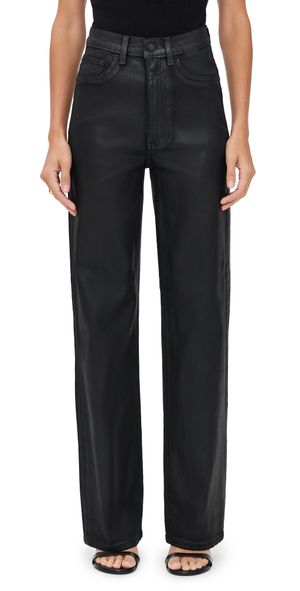 DL1961 Karmine Refined Wide Leg High Rise Coated Jeans Black Coated (Ultimate) 29