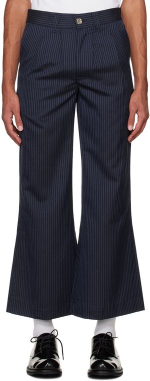 Glass Cypress Navy Pinstripe Trousers
