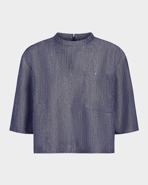 Ex T Sequined Denim Top