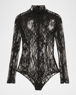 Turtleneck Lace Long-Sleeve Bodysuit