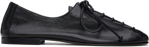 HEREU Black Plegada Supple Shiny Oxfords