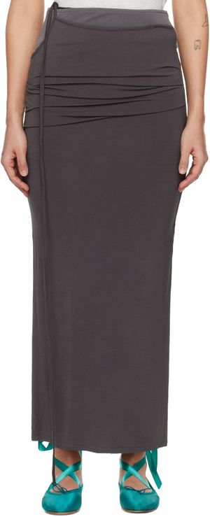 OPEN YY Gray Contrast Trim Maxi Skirt