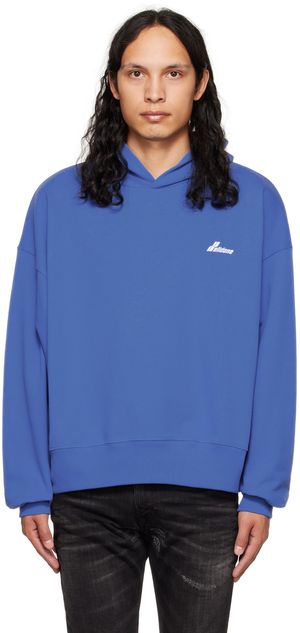 We11done Pull à capuche bleu à logos