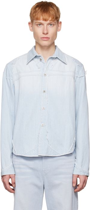 OPEN YY SSENSE Exclusive Blue Ripped Denim Jacket