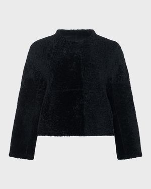 Reversible Collarless Shearling Lamb Jacket