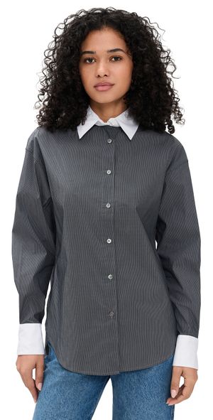 Sold Out NYC Charcoal Micro Stripe The Everything Shirt Charcoal Stripe M