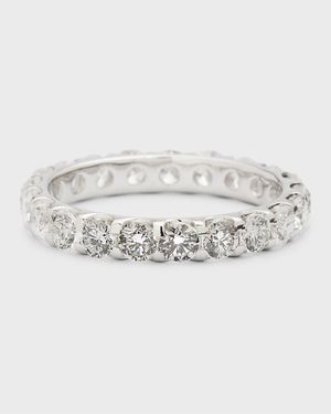 18K White Gold Round Diamond Eternity Band, Size 6