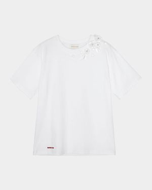 Floral Beaded Short-Sleeve Tee