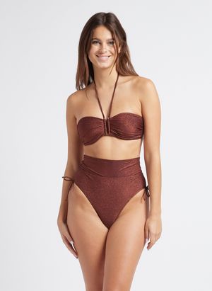 Livia - Culotte de maillot de bain pailleté - Taille 44 - Marron