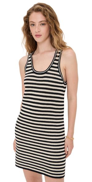 ANINE BING Arie Dress Black Ivory Stripe M