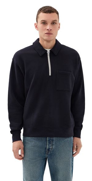 Madewell The McCarren Midweight Quarter-Zip Sweatshirt Obsidian Blue S