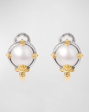 Silver and Gold Pearl Stud Earrings
