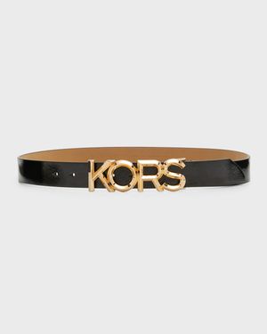 Logo Patent Leather Belt