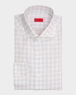 Men's Graph Check Cotton Spread-Collar Dress Shirt