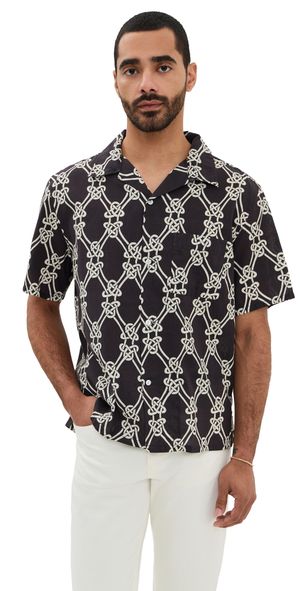 Knickerbocker Knot Panama Cotton Shirt Burnt Black L