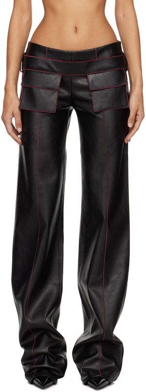 Aya Muse Pantalon Etica noir en cuir synthétique
