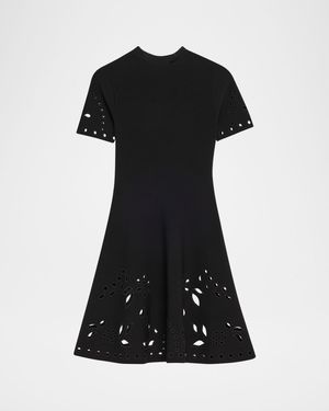 Fania Short-Sleeve Eyelet Mini Dress