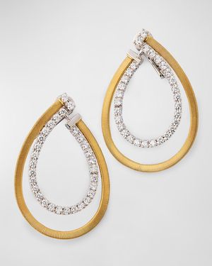 18K Yellow Gold Coil Drop Earrings with Diamonds