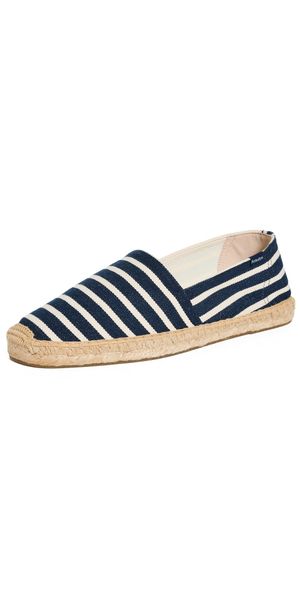 Soludos Striped Slip On Espadrilles Dark Navy/Ivory 12-12.5