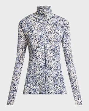 Audrey Printed Jersey Turtleneck