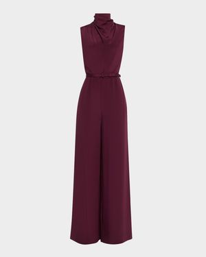 Parigi Sleeveless Silk Crepe Wide-Leg Jumpsuit With Belt