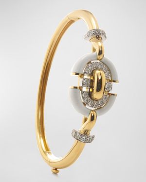 18K Gold & White Enamel Unity Bracelet w/ Diamonds